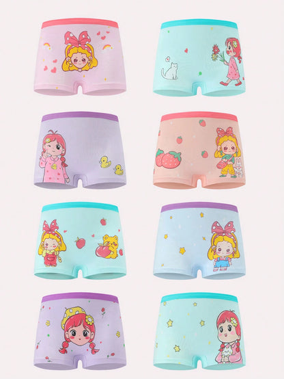 Young Girl 8pcs/Pack Soft & Comfortable Cute Pattern Briefs