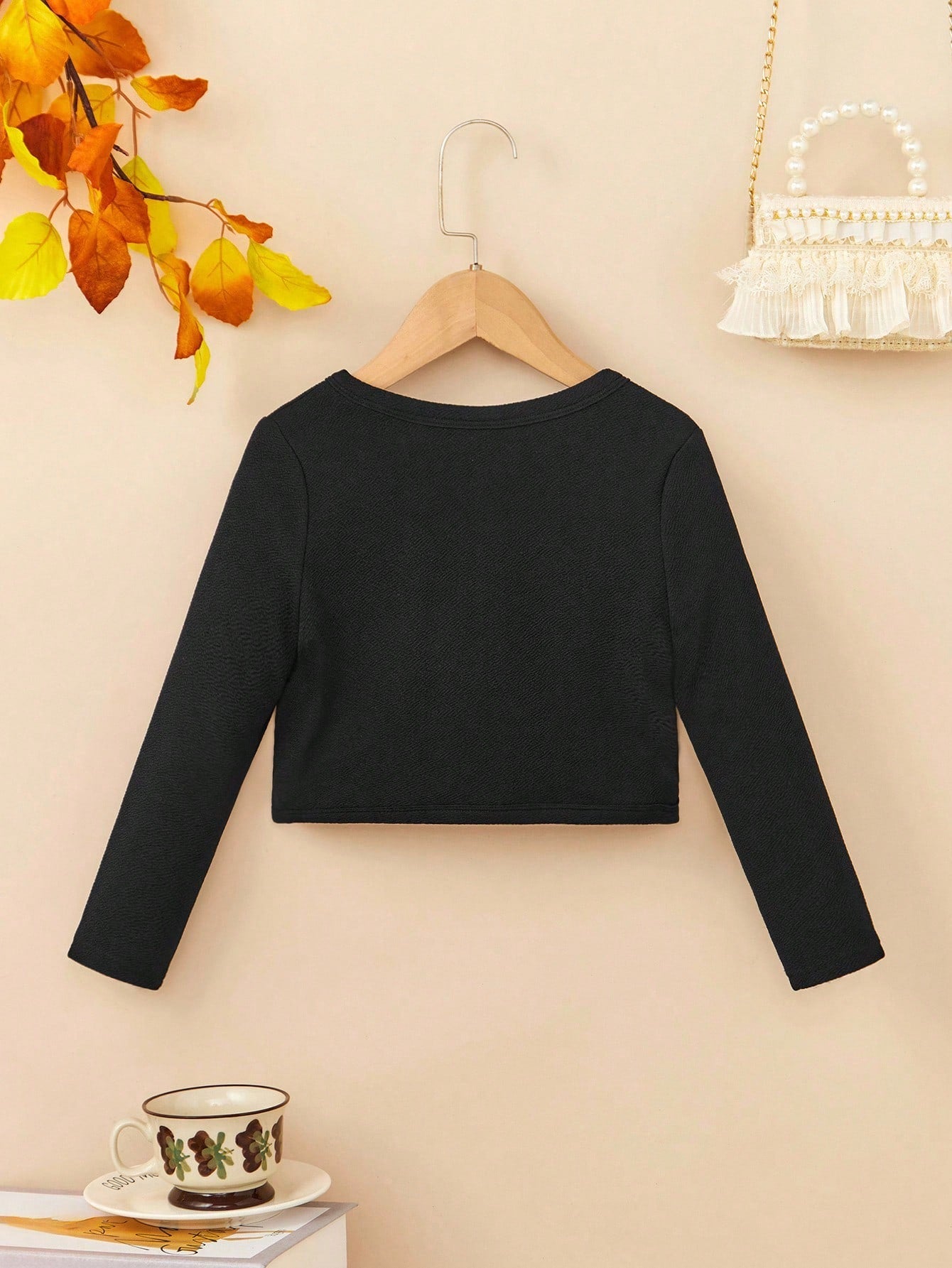 Young Girl Casual Cute Solid Color Knit Cardigan,In Fall/Winter