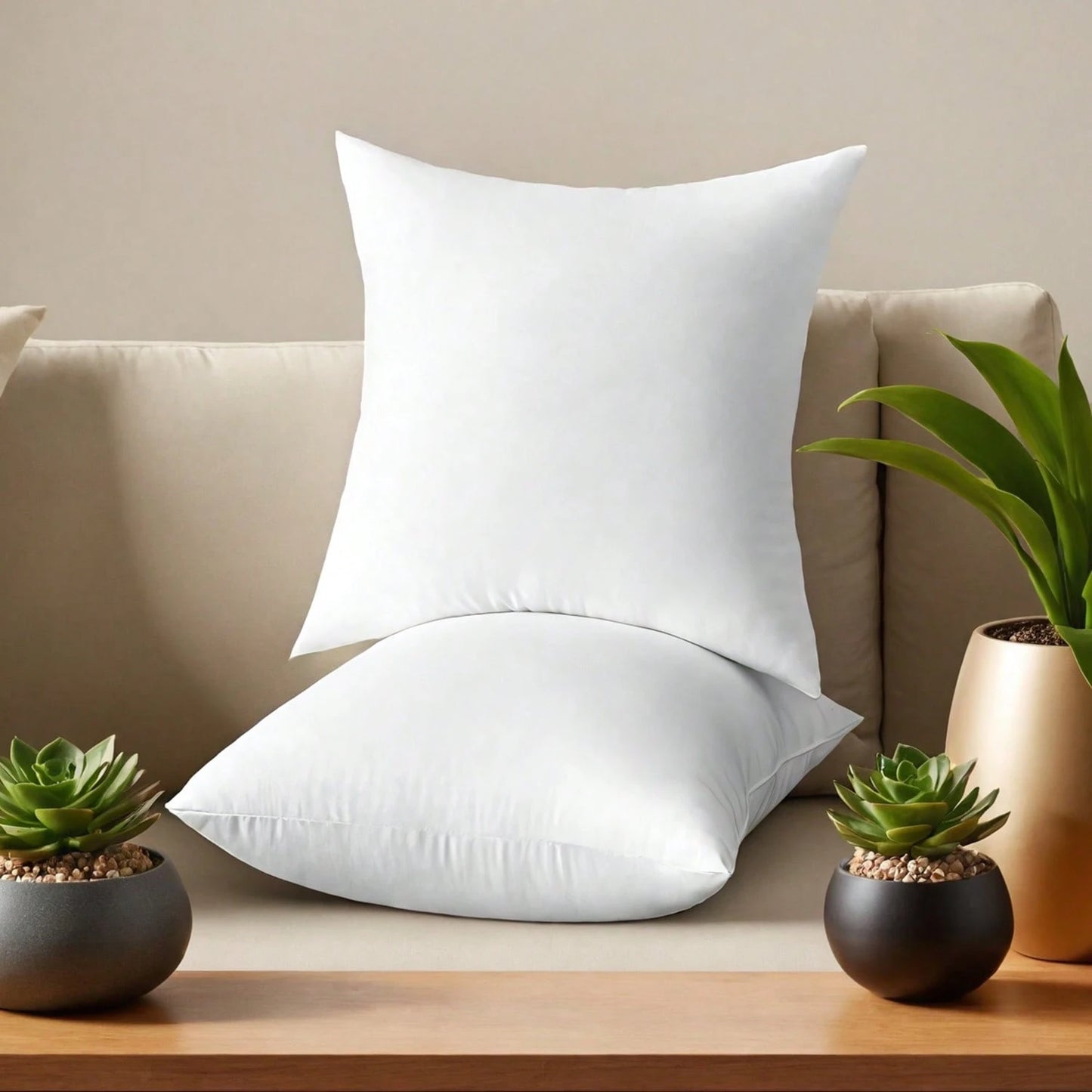 YUNDO Label White Pillow Core, Sofa Cushion, Bed Cushion, Patio Cushion, 18*18 Inches, High Filling Capacity, Machine Washable, Dryable, Reusable, Ultra-Fine Fabric, Brushed Fabric, Soft And Clean, E