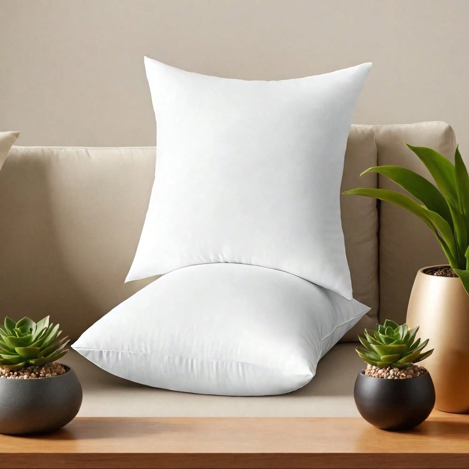 YUNDO Label White Pillow Core, Sofa Cushion, Bed Cushion, Patio Cushion, 18*18 Inches, High Filling Capacity, Machine Washable, Dryable, Reusable, Ultra-Fine Fabric, Brushed Fabric, Soft And Clean, E