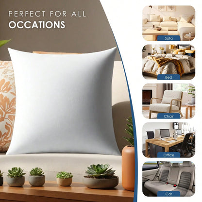 YUNDO Label White Pillow Core, Sofa Cushion, Bed Cushion, Patio Cushion, 18*18 Inches, High Filling Capacity, Machine Washable, Dryable, Reusable, Ultra-Fine Fabric, Brushed Fabric, Soft And Clean, E