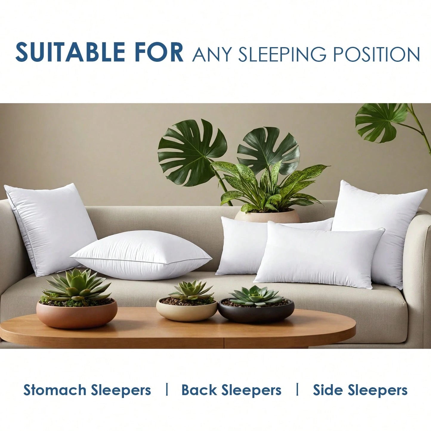 YUNDO Label White Pillow Core, Sofa Cushion, Bed Cushion, Patio Cushion, 18*18 Inches, High Filling Capacity, Machine Washable, Dryable, Reusable, Ultra-Fine Fabric, Brushed Fabric, Soft And Clean, E