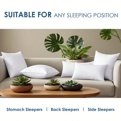 YUNDO Label White Pillow Core, Sofa Cushion, Bed Cushion, Patio Cushion, 18*18 Inches, High Filling Capacity, Machine Washable, Dryable, Reusable, Ultra-Fine Fabric, Brushed Fabric, Soft And Clean, E