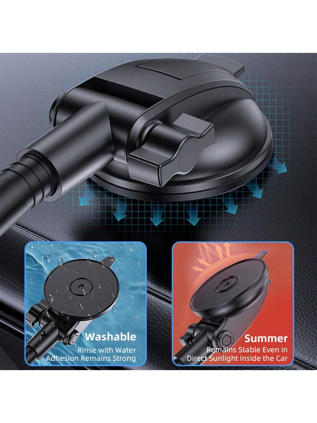 YWOR Car Cell Phone Holder For Car Dashboard Windshield Phone Mount For Car Long Arm Car Phone Holder Mount Strong Suction Cup Anti-Shake Stabilizer Compatible For IPhone,, All Smartphones