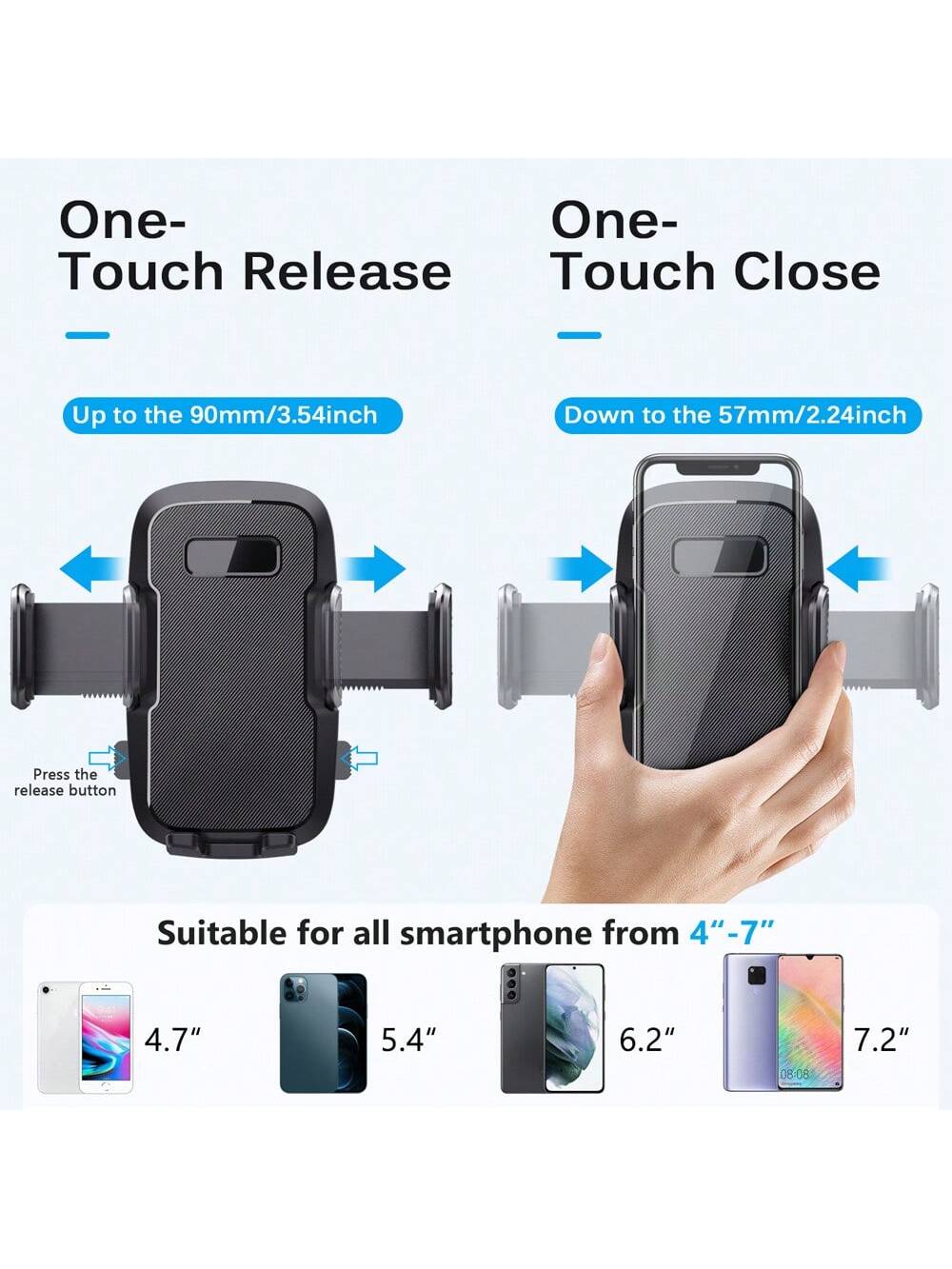 YWOR Car Cell Phone Holder For Car Dashboard Windshield Phone Mount For Car Long Arm Car Phone Holder Mount Strong Suction Cup Anti-Shake Stabilizer Compatible For IPhone,, All Smartphones