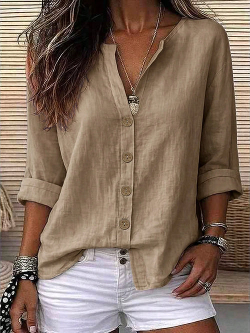 Zayélia Lady's Smooth-Woven Elegant And Simple Casual Summer Blouse, Work Shirt