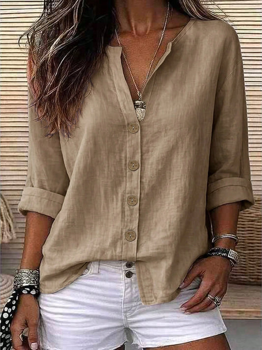Zayélia Lady's Smooth-Woven Elegant And Simple Casual Summer Blouse, Work Shirt