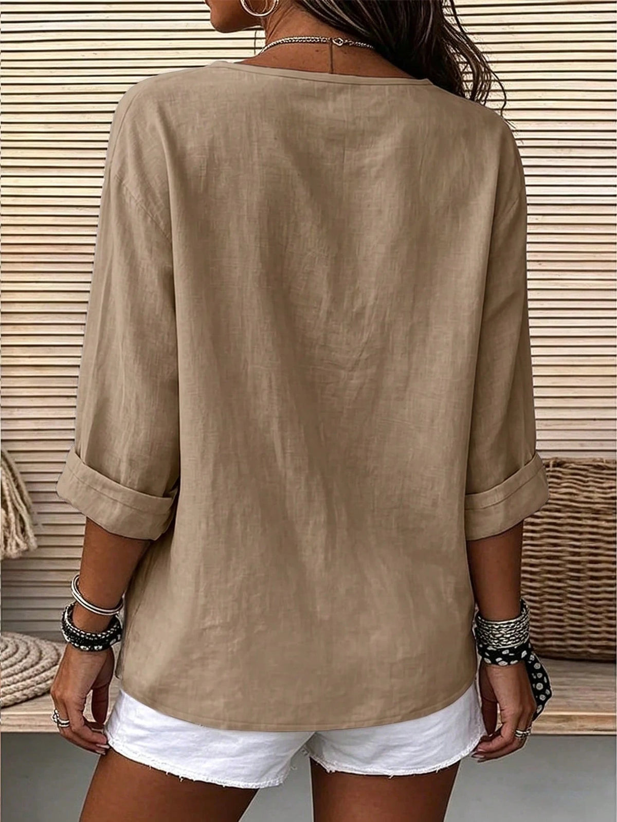 Zayélia Lady's Smooth-Woven Elegant And Simple Casual Summer Blouse, Work Shirt