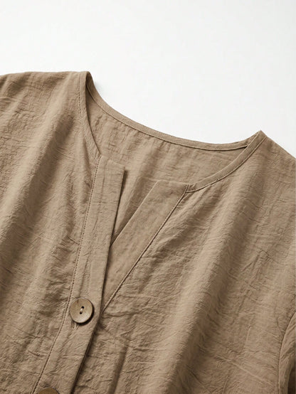 Zayélia Lady's Smooth-Woven Elegant And Simple Casual Summer Blouse, Work Shirt