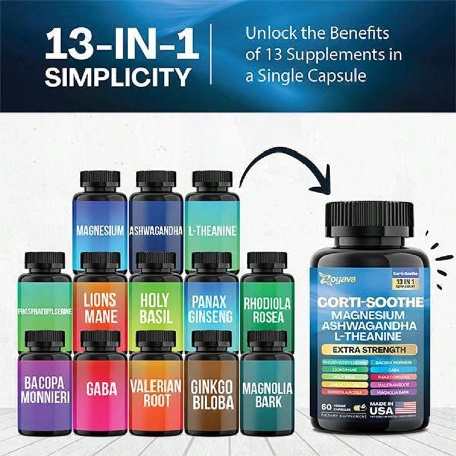 Zoyava Soothe-Smooth Bundle,Soothe & Smooth Bundle Multivitamin Combo, Cortisol Support Myo-Inositol Multivitamin Combo With Magnesium Glycinate, Ashwagandha, L-Theanine & Herbal Blend- D Vitamins Su