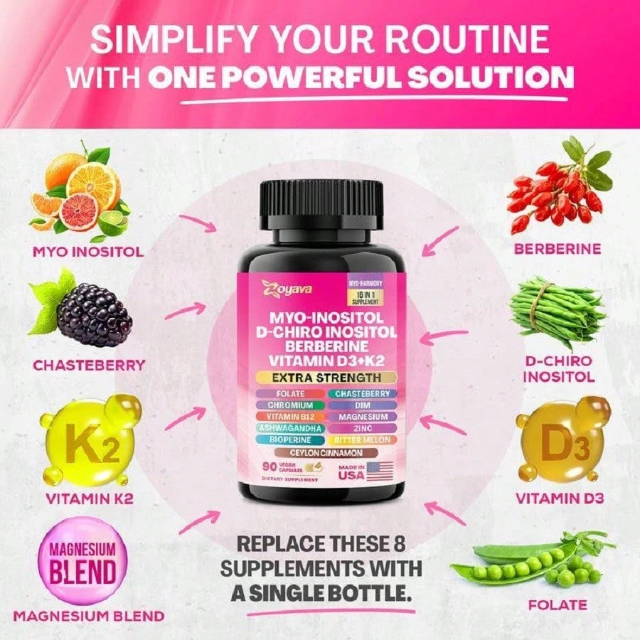 Zoyava Soothe-Smooth Bundle,Soothe & Smooth Bundle Multivitamin Combo, Cortisol Support Myo-Inositol Multivitamin Combo With Magnesium Glycinate, Ashwagandha, L-Theanine & Herbal Blend- D Vitamins Su